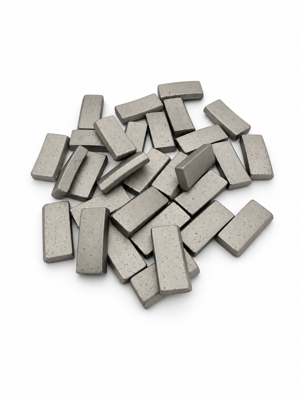D5 loose diamond core drill segments with polished smooth roof tops and clean edges, shown as a representative batch