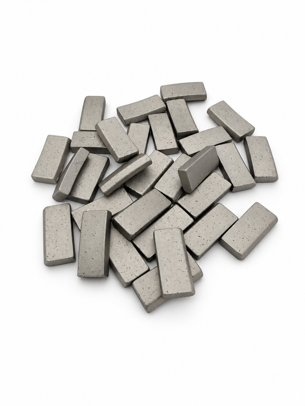 D5 loose diamond core drill segments with polished smooth roof tops and clean edges, shown as a representative batch