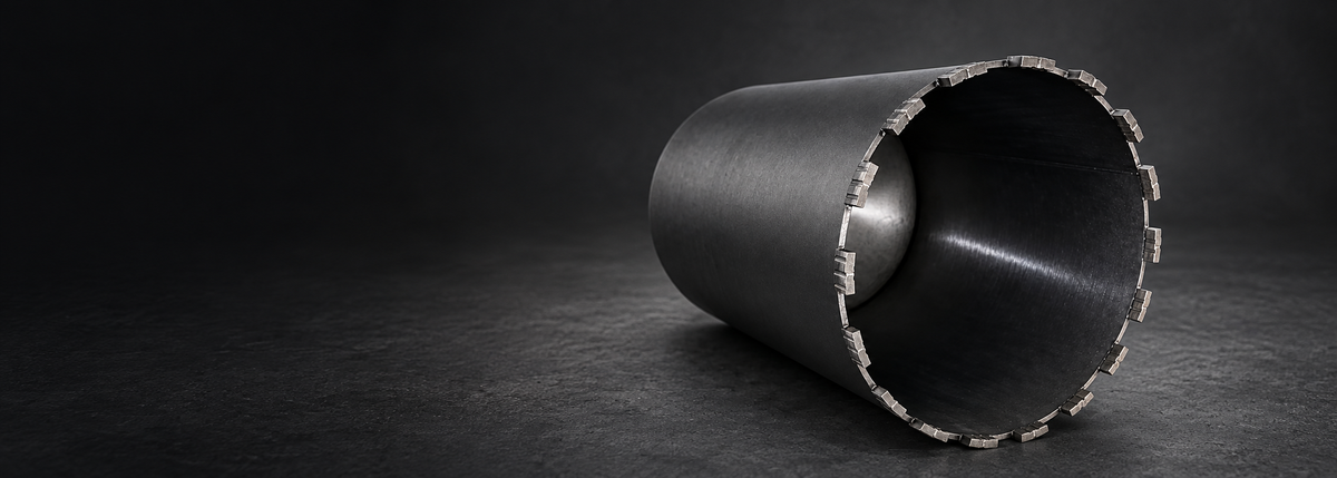 DMI diamond core bit on a charcoal background